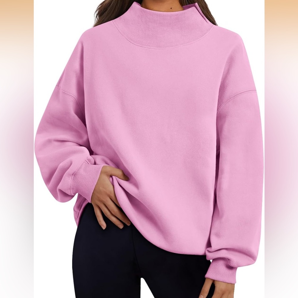 Cozy Mock Neck Pullover Sweater in Soft Pink